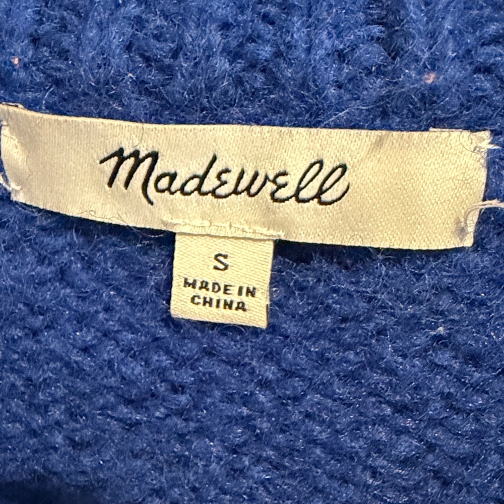 Madewell Royal Blue Cropped Crewneck Sweater - Picture 2 of 4